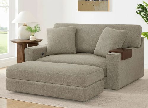 Thomasville Gilroy Fabric Oversized Storage Chair and Storage Ottoman