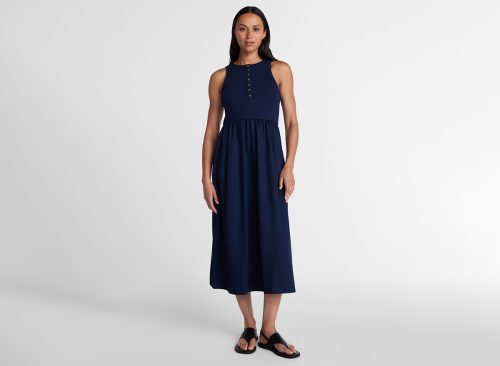 Time and Tru Women's Sleeveless Henley Midi Dress, Sizes XS-XXXL