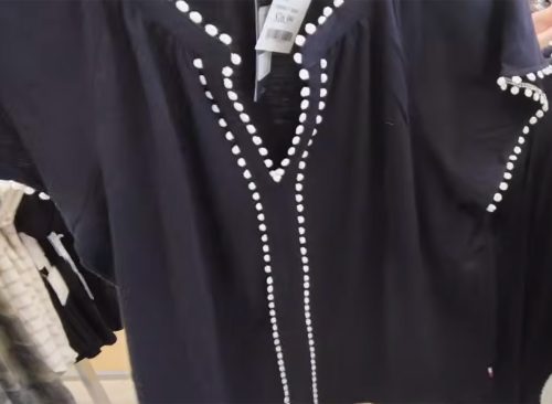 Tommy Hilfiger Navy Blue Blouse with White Dot Detailing
