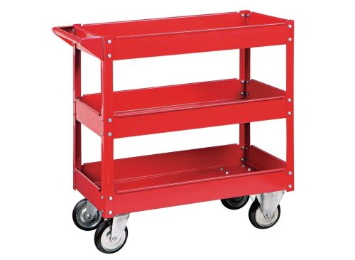 U.S. GENERAL 30 in. x 16 in., 3-Shelf Steel Service Cart, Red