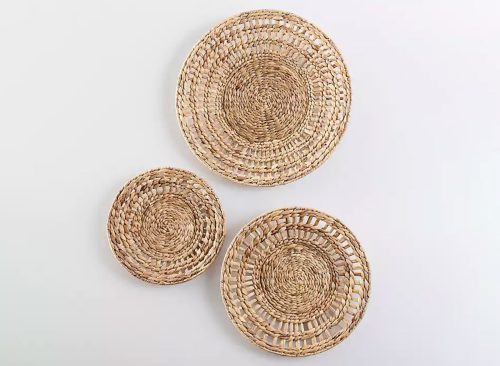 Water Hyacinth Basket Wall Plaques, Set of 3