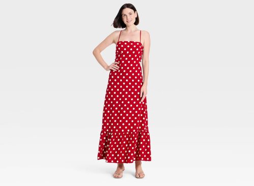 Women's Button-Front Midi A-Line Dress - Wild Fable™ Navy Blue Floral S