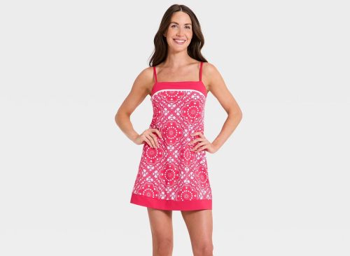 Women's Everyday Soft Active Court Dress - All In Motion™ Red Bandana Print M