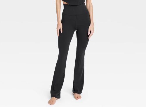 Women's Everyday Soft Ultra High-Rise Flare Leggings - All In Motion™ Black M: Moisture Wicking, Quick Drying, UPF 50+