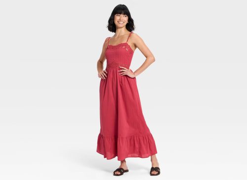 Women's Lace Cami Midi A-Line Dress - Universal Thread™ Berry Pink S