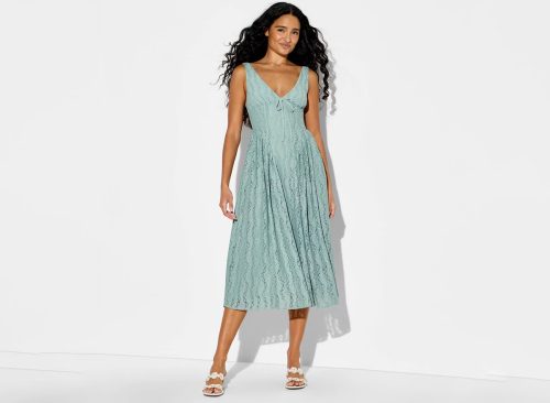 Women's Midi Lace Basque Empire Waist Dress - Wild Fable™ Slate Blue XXS