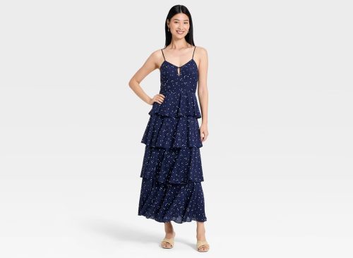 Women's Tiered Ruffle Maxi Dress - A New Day™ Navy Blue M