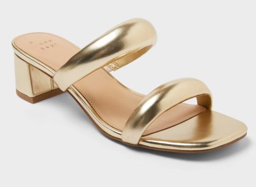 Women's Tilda Puffy Strap Block Heels with Memory Foam Insole - A New Day™ Gold 5