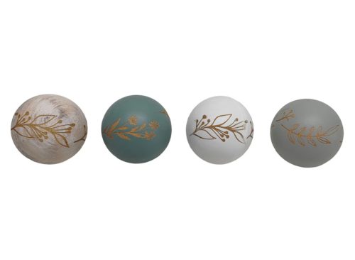 Wooden Sphere with Leaf Design, 1 ct.