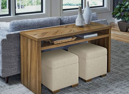 Zealand Sofa Table and 2 Ottomans