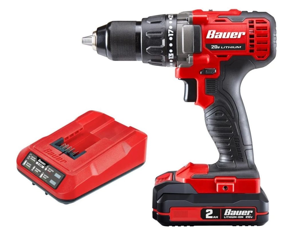 BAUER 20V Cordless, 1/2 in. Drill/Driver Kit with 2 Ah Battery and Charger