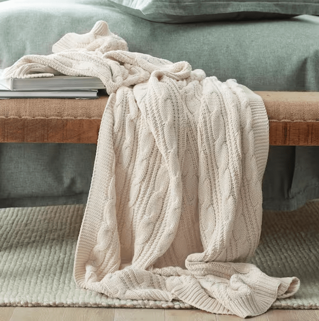 The Company Store Chunky Cable Knit Throw Blanket
