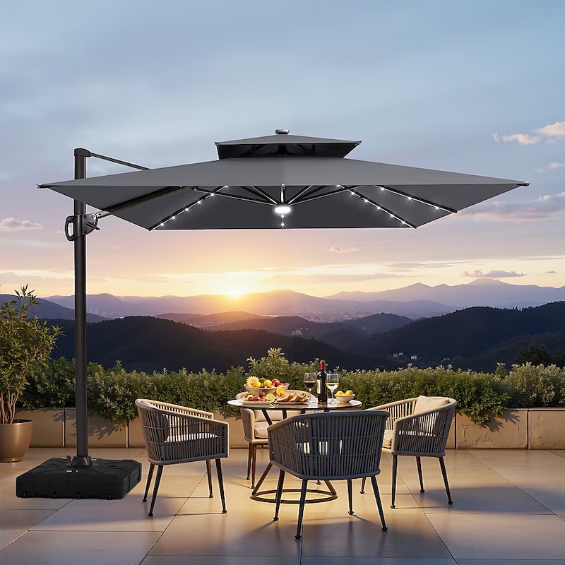Crestlive 11-Foot Crank Cantilever Patio Umbrella