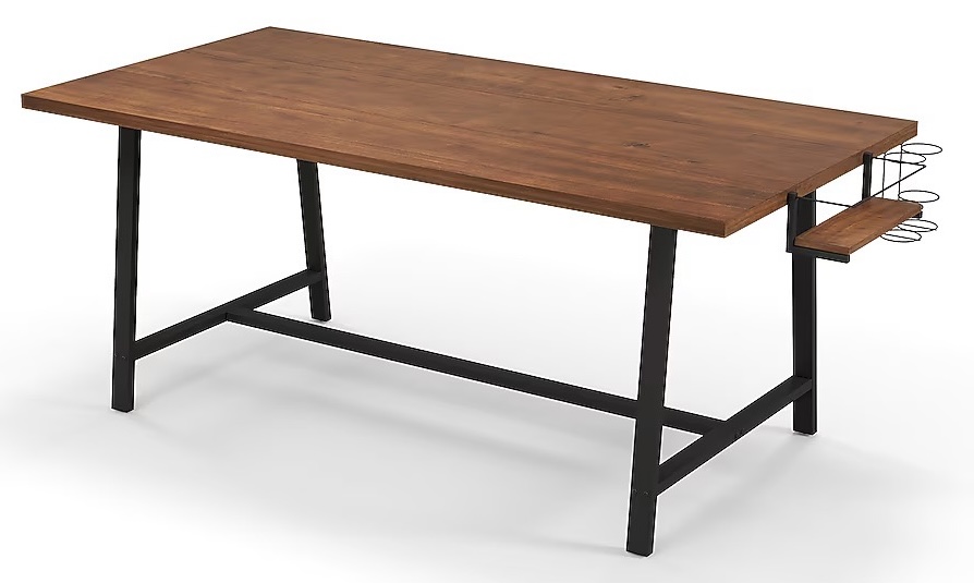 Fenbeli Industrial Dining Table with Wine Rack