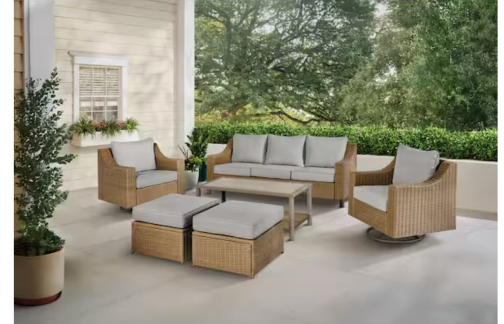 Hampton Bay Cherry Creek 6-Piece Wicker Patio Set