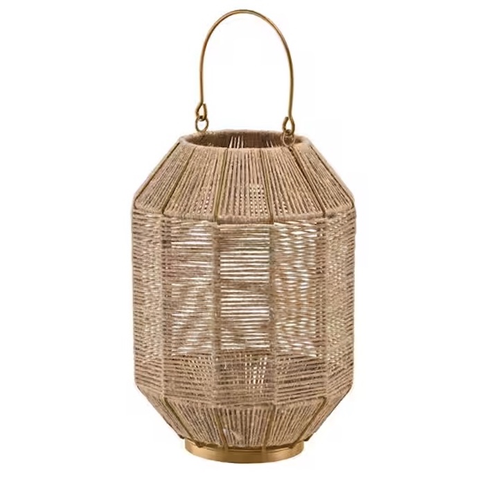 Hampton Bay Gold Metal/Rope Lantern