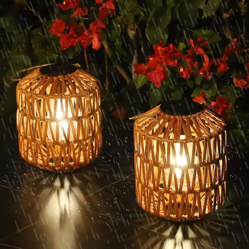 HomLux Solar Rattan Hanging Lanterns 2-Pack