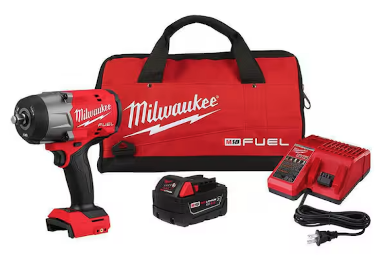 Milwaukee M18 FUEL 18V Lithium-Ion Brushless Cordless 1/2 in. Impact Wrench w/Friction Ring Kit 