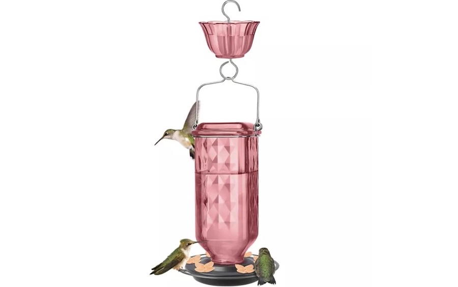 Nature's Way Rose Glass Hummingbird Feeder