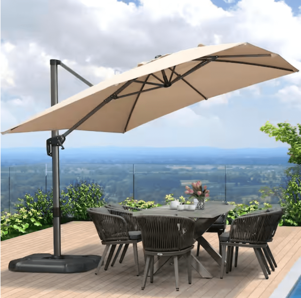 Purple Leaf Outdoor Offset Patio Umbrella