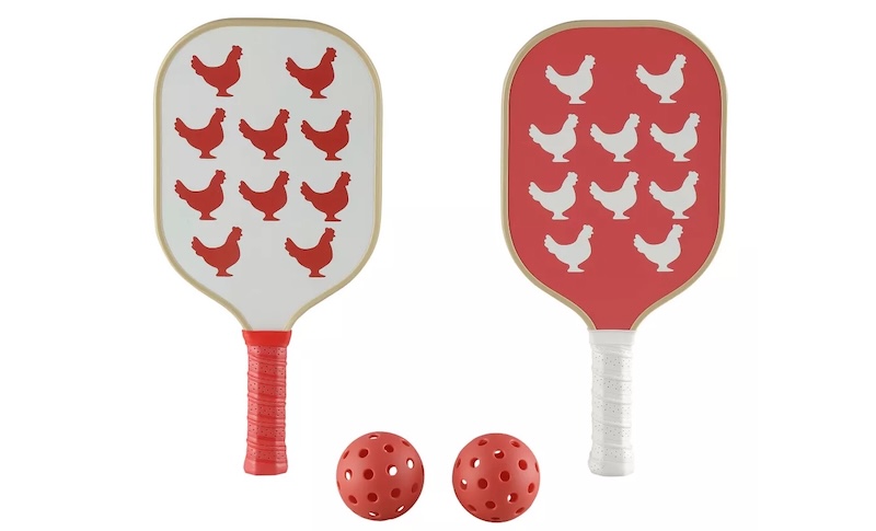 Red Shed Chicken Print Pickleball Set