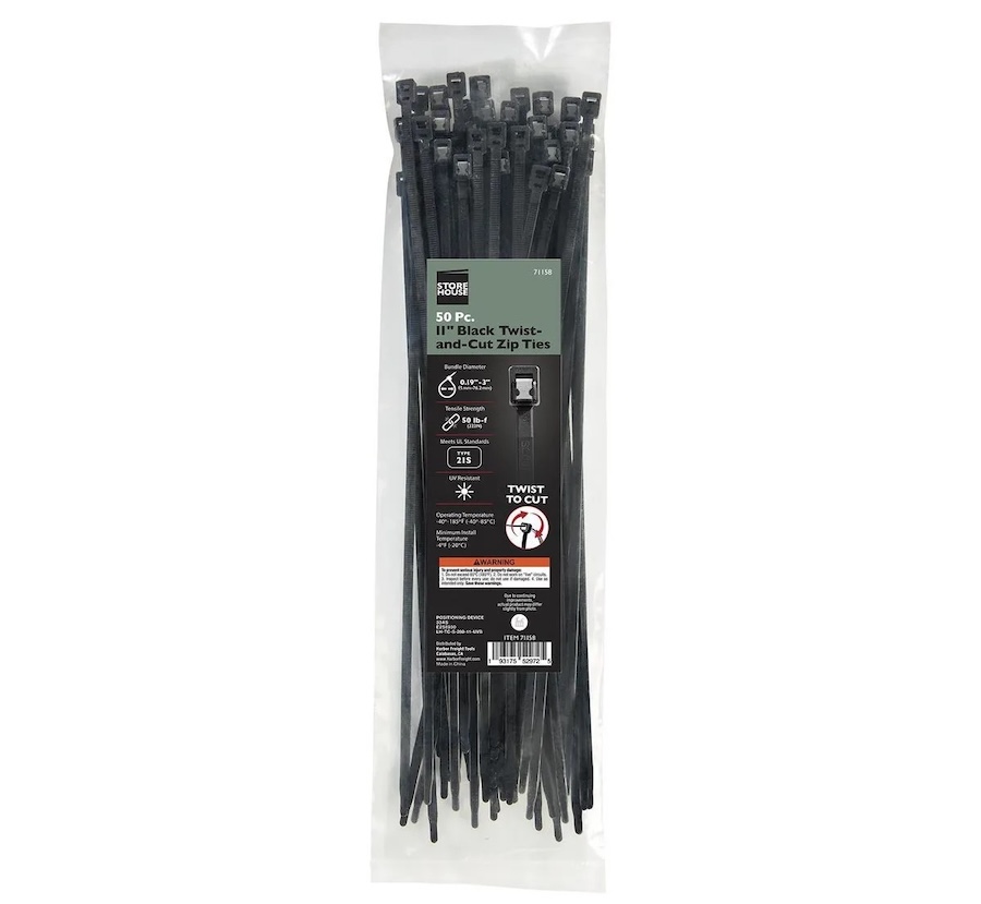 Storehouse Twist-and-Cut Cable Ties, 50-Pack