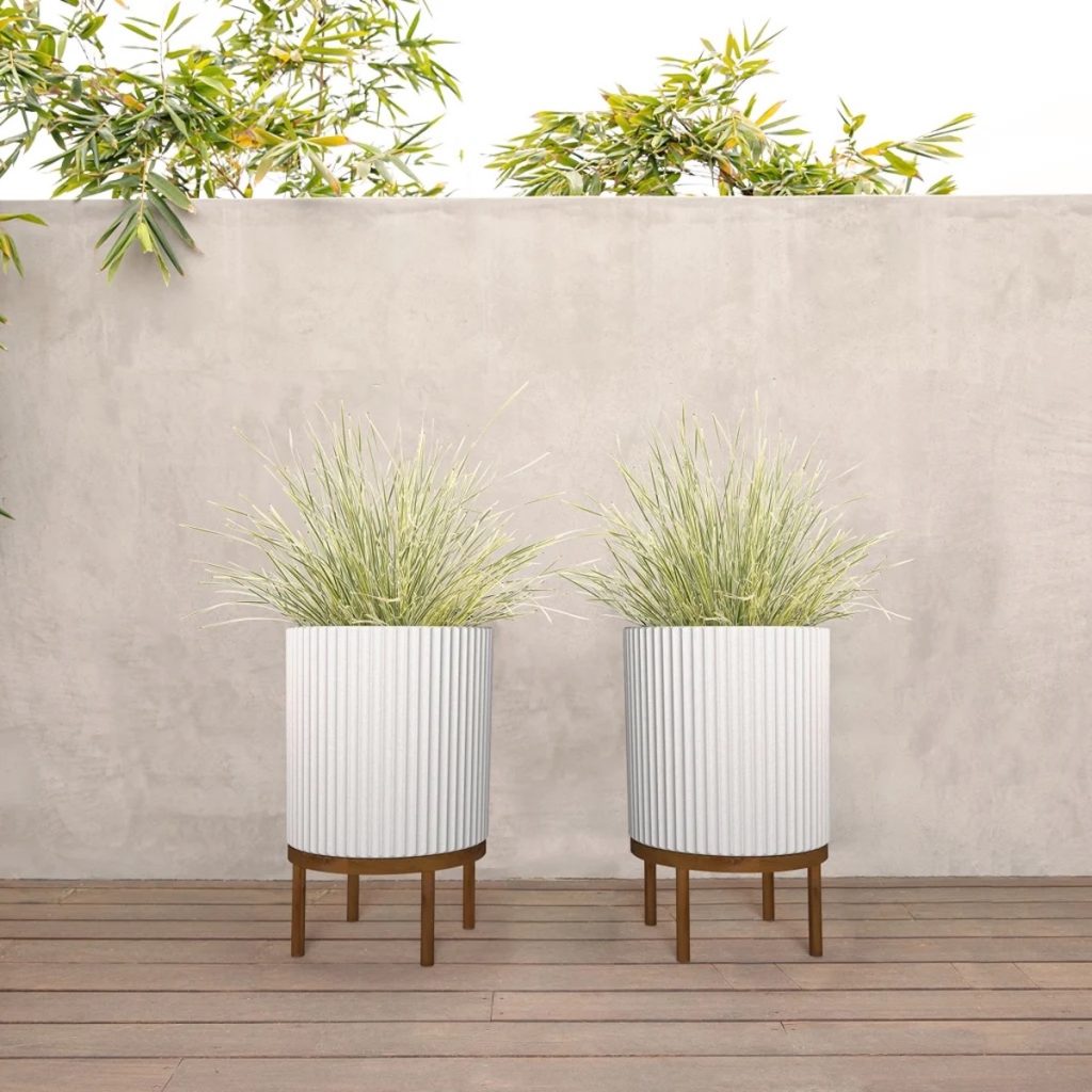 Veradek Capri Planter with Wood Stand, 2-Pack