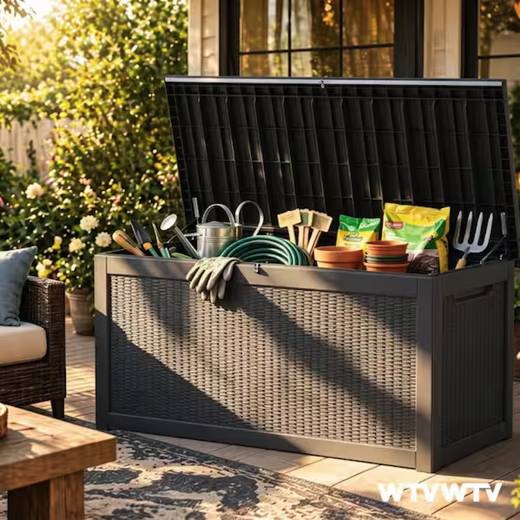 WTVWTV Waterproof Resin Storage Deck Box