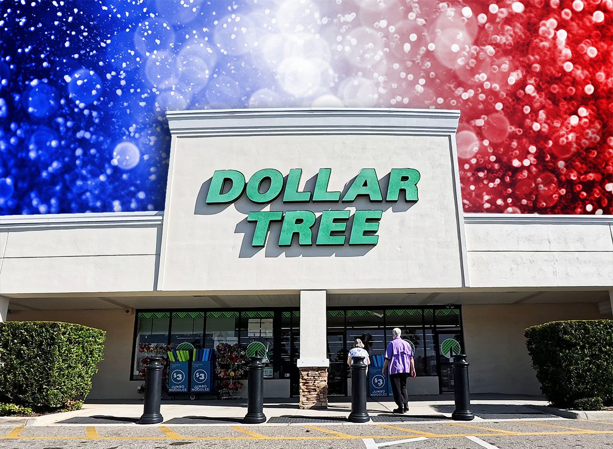 Lakeland, Florida USA - 01 05 26: Dollar tree retail store and people clear blue sky