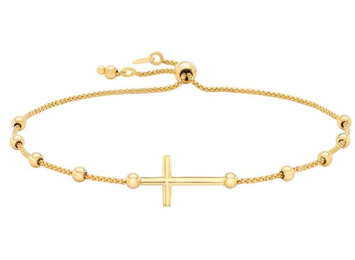 14kt Yellow Gold Cross Bolo Bracelet