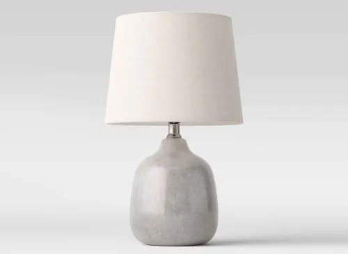 17.5"x11" Assembled Ceramic Table Lamp Gray - Thresholdâ„¢: Bud-Shaped Base, No Assembly Required, UL Listed