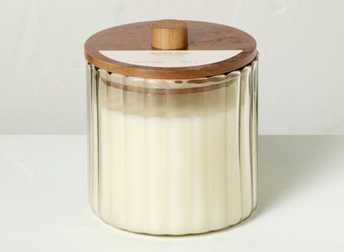 2 Wick Glass with Wooden Lid Salt Jar Candle Cream 12oz - Hearth & Hand™ with Magnolia