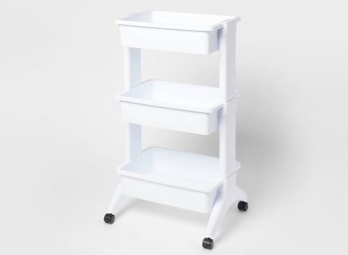 3 Tier Utility Cart White - Brightroom™: Portable Rolling Storage with Wheels, Universal Organization, No Assembly Required