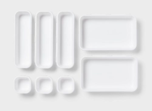 8pc Plastic Drawer Organizer Set White - Brightroom™: Modern In-Drawer Flatware Storage, Multiple Compartments, Dishwasher-Safe