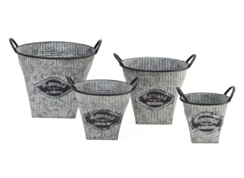 A&B HOME 4pc Flowers Oval Metal Outdoor Planter Set