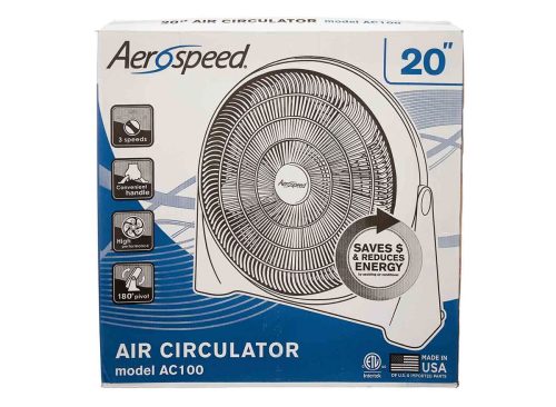 Aerospeed High Performance Air Circulator Fan, Model AC100, 20 in
