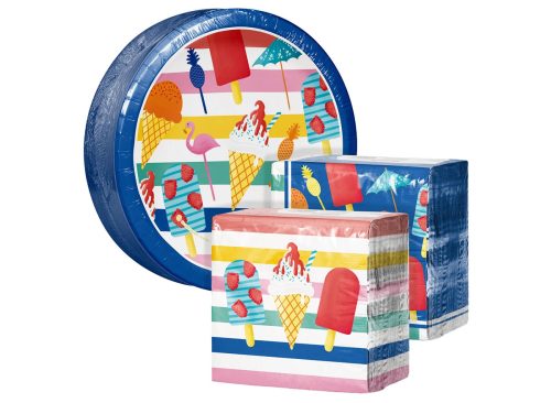 Artstyle Paper Plate and Napkin Bundle, Beat the Heat, 200-count