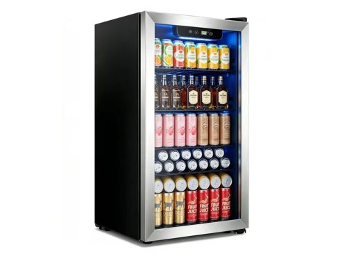 Auseo 3.2 Cu.ft Beverage Refrigerator, 120 Can Mini Fridge with Glass Door, Wine Cooler for Bar/Office/Home