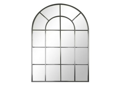 BEAUTYPEAK 40" x 30" Arched Windowpane Mirror Decor Wall Mirror, Black
