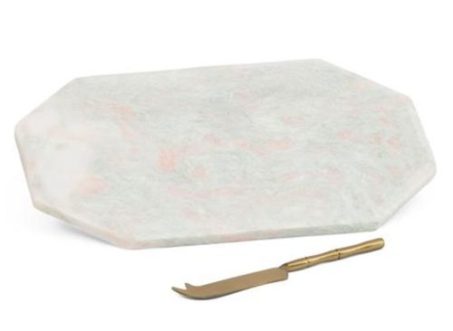 BELLA LUX 12x7 Onyx And Marble Cheeseboard With Knife