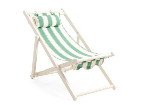 BUSINESS & PLEASURE 31in Teak Wood Frame Staud Striped Sling Chair