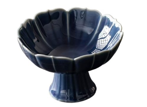 Baoblaze Ceramic Footed Bowl Countertop Decorative for Living Room Home Decor Kitchen BLue