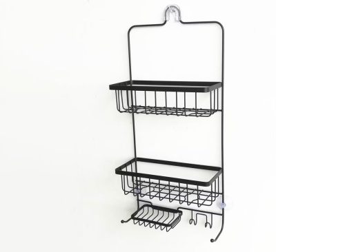 Bathroom Shower Caddy Black - Threshold™: Rust-Resistant Hanging Organizer, PVC & Steel Shelf, Storage Rack