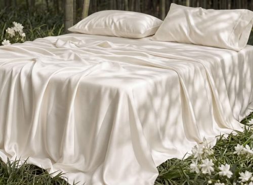 Bedsure Cooling Sheet Set, Rayon Derived from Bamboo, 4 Pcs Breathable & Moisture-Wicking sheets For Hot Sleeper, Deep Pockets, Light Beige Queen