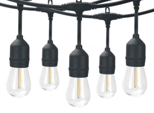 Better Homes & Gardens 48-Foot Outdoor Commercial String Lights, 24 Shatterproof LED Bulbs, Indoor/Outdoor Use