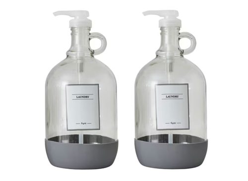 Better Homes & Gardens Laundry Detergent Dispenser Set with Tray and Measuring Cup, Clear & White, 128 oz, 2-Pack