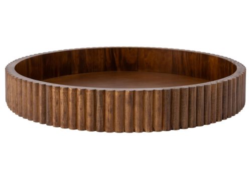 Better Homes & Gardens Ribbed Wood Decorative Tray, Walnut Finish, 16.4"