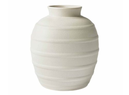 Better Homes & Gardens White 8-Inch Textured Ribbed Ceramic Vase