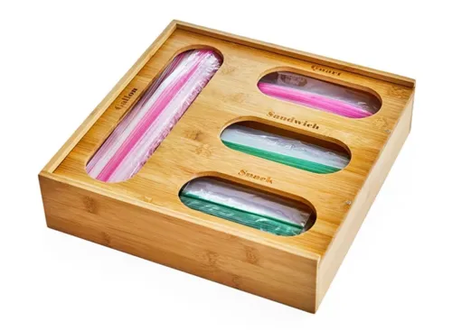 Better Homes and Gardens Plastic Bag Drawer Organizer, Bamboo, Natural Finish, Well Suited to Kitchen Organization and Accessibility