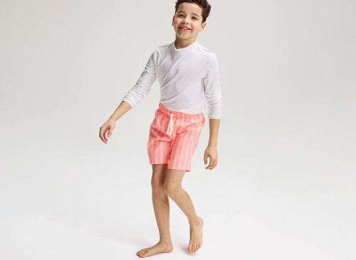 Boys' Pinstripe Swim Trunks - Cat & Jack™ Coral Orange XL Husky